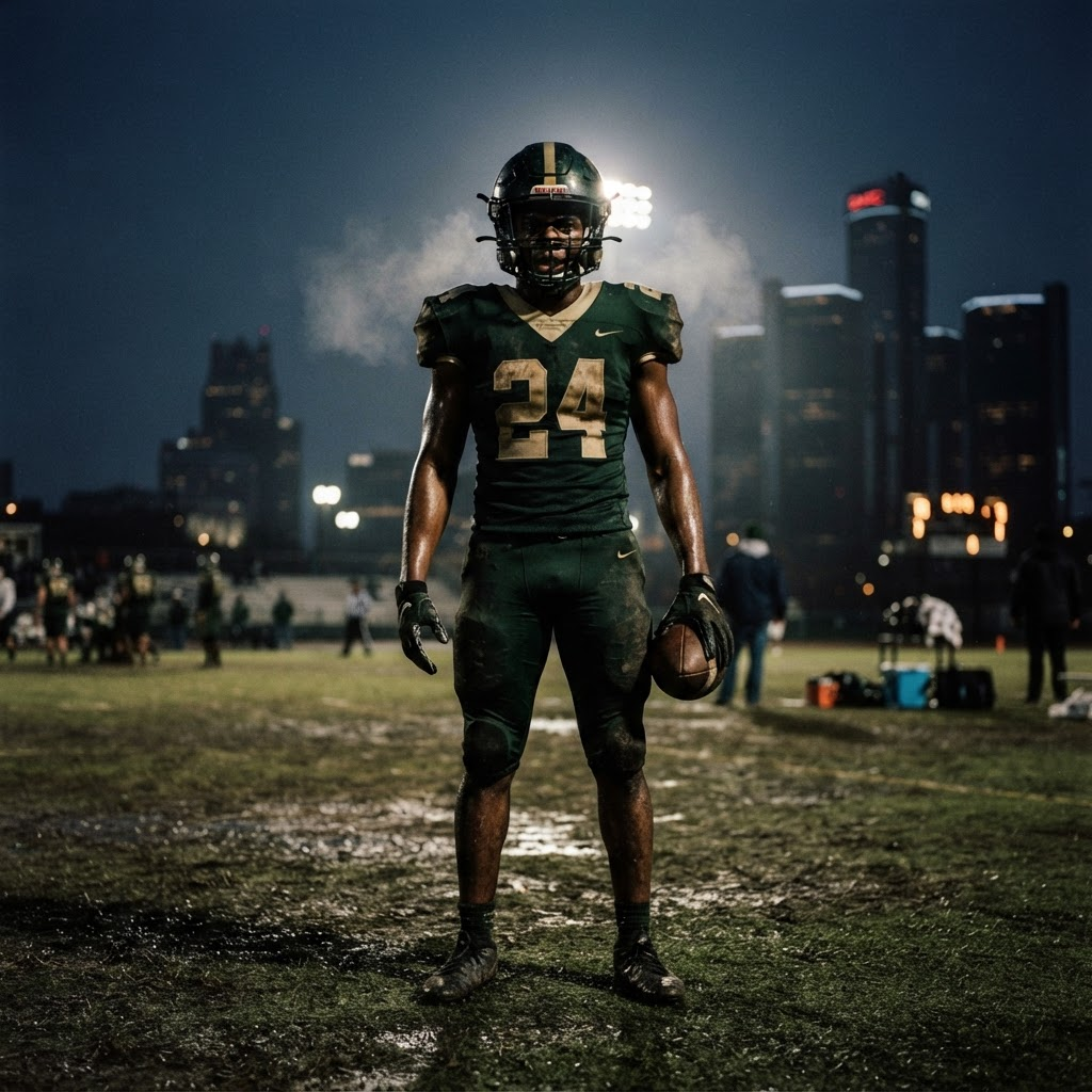 Cody Comets athlete under the stadium lights in Detroit